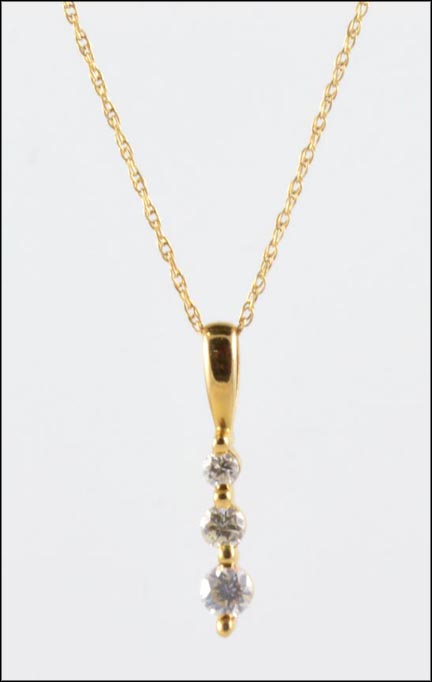 Diamond Three Stone Pendant in Yellow Gold MAIN