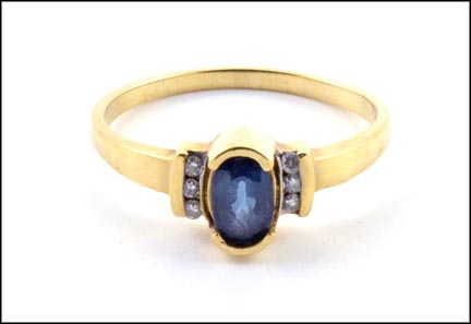 Sapphire Ring with Diamond Accents in 10K Yellow Gold MAIN