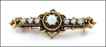 Opal Bar Pin in 14K Yellow Gold LARGE