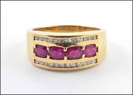 Ruby and Diamond Band in 10K Yellow Gold MAIN