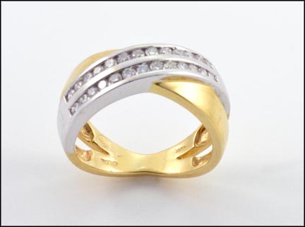 Criss-Cross Diamond Band in 14K Two-Tone Gold MAIN