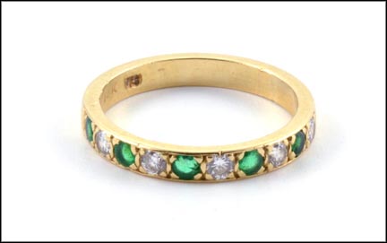 Emerald and Diamond Band in 14K Yellow Gold LARGE