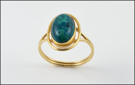 Azurite Ring in 14K Yellow Gold LARGE