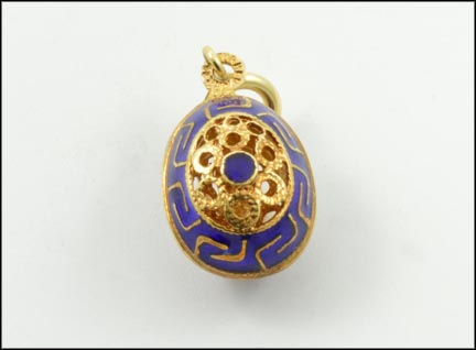 Enameled Egg Charm in 14K Yellow Gold LARGE