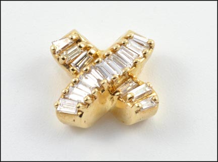 'X' Diamond Pendant in 14K Yellow Gold LARGE