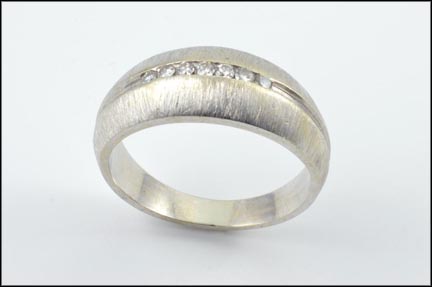Brushed Men's Diamond Band in White Gold LARGE