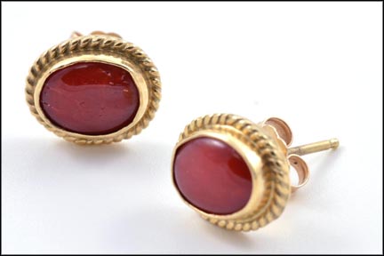 Coral Earrings in 14K Yellow Gold MAIN