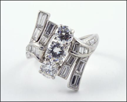1960's Diamond Cocktail Ring in Platinum MAIN