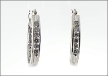 Diamond Hoop Earrings in 14K White Gold MAIN