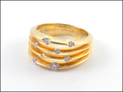 Diamond Station Ring in 14K Yellow Gold MAIN