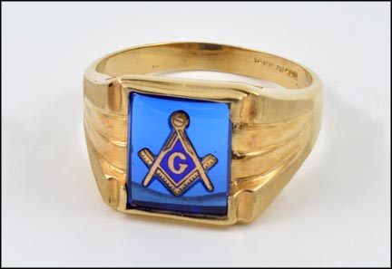 Masonic Blue Lodge Ring in 14K Yellow Gold LARGE