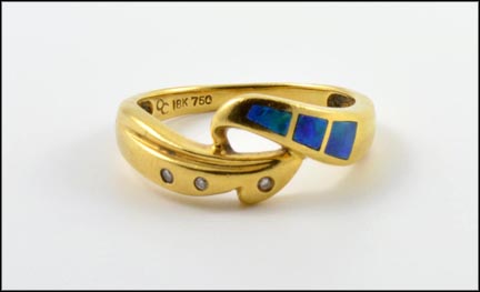 Inlaid Opal Ring in 18K Yellow Gold MAIN
