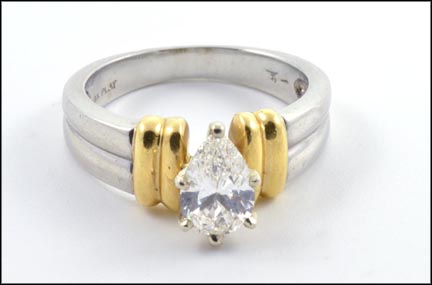 Pear Shaped Diamond Engagement Ring in Platinum and 18k Yellow Gold MAIN