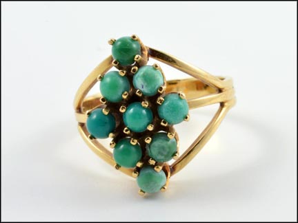 Turquoise Cluster Ring in 14K Yellow Gold MAIN