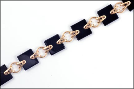 Onyx Squares Bracelet in 14K Rose Gold LARGE