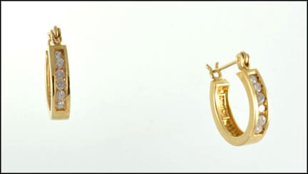 Mini Diamond Hoop Earrings in 14K Yellow Gold MAIN
