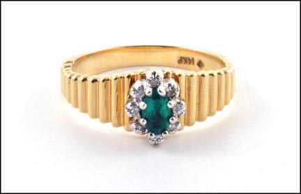 Emerald and Diamond Ring in 14K Yellow Gold MAIN