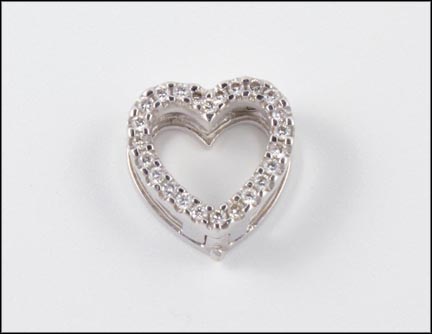 Diamond Heart Slide in 18K White Gold LARGE