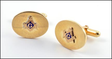 Masonic Blue Lodge Cufflinks in 14K Yellow Gold LARGE