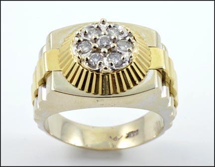 Rolex Style Men's Diamond Ring in 14K Two-Tone Gold MAIN