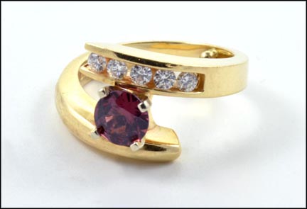 Tourmaline and Diamond Ring in 14K Yellow Gold LARGE