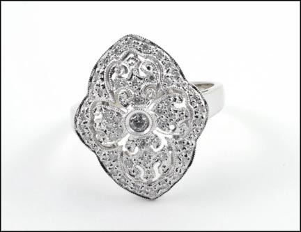 Vintage Look Diamond Ring in 14K White Gold MAIN