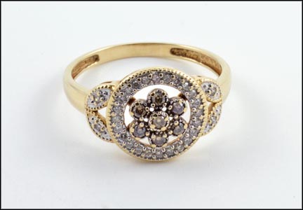 Brown and White Diamond Ring in 14K Yellow Gold MAIN