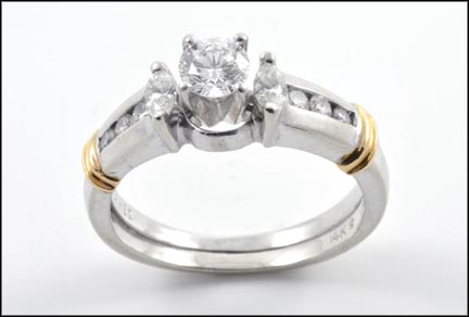 Diamond Wedding Set in 14K White Gold and Platinum MAIN