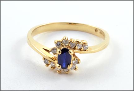Sapphire and Diamond Ring in 14K Yellow Gold MAIN