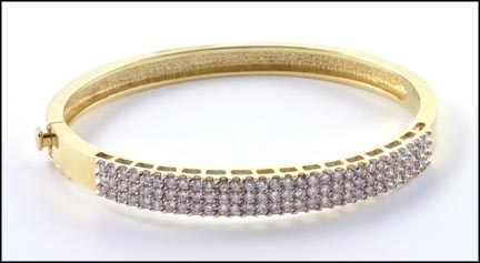 Diamond Bangle Bracelet in 14K Yellow Gold LARGE
