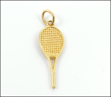 Tennis Racket Charm in Yellow Gold LARGE