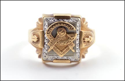 Masonic Blue Lodge Ring in 10K Two-Tone Gold LARGE