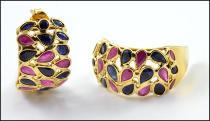 Sapphire and Ruby Earrings in 18K Yellow Gold MAIN