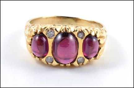 Cabochon Garnet Ring in 14K Yellow Gold LARGE