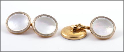 Mother Of Pearl Cufflinks in 14K Yellow Gold LARGE