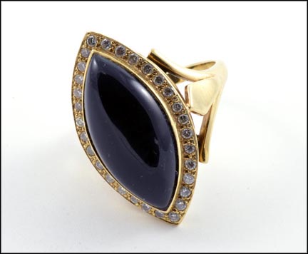 Onyx and Diamond Ring in 14K Yellow Gold MAIN