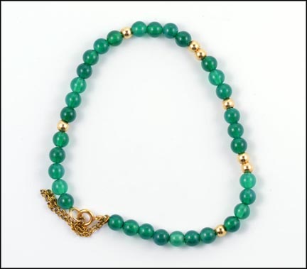 Chrysoberyl Bead Bracelet in 14K Yellow Gold LARGE