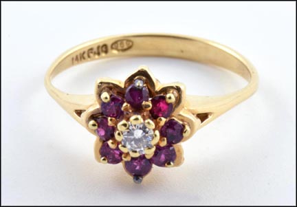 Ruby and Diamond Ring in 14K Yellow Gold MAIN