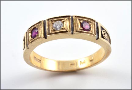 Ohio Bell Ruby and Diamond Band in 10K Yellow Gold MAIN