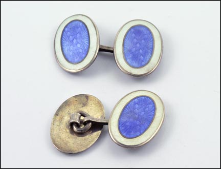 Enameled Cufflinks, 1940's in Sterling Silver MAIN