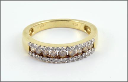 Band with Colored Diamonds in 10K Yellow Gold LARGE