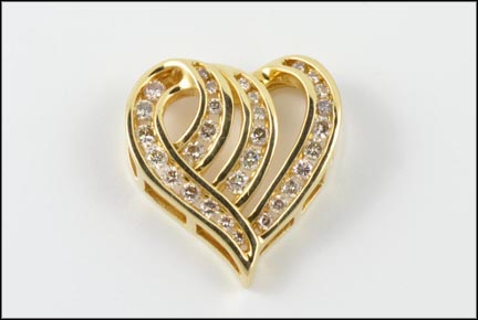 Diamond Heart Slide Pendant in 14K Yellow Gold LARGE