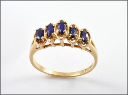 Sapphire Pyramid Ring in 10K Yellow Gold LARGE