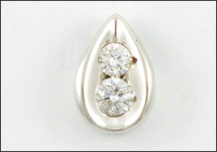 Diamond Teardrop Pendant in 14K White Gold LARGE