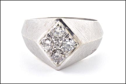 Men's Diamond Cluster Ring in 14K White Gold MAIN