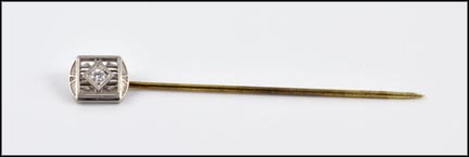 Diamond Filigree Stickpin in Two-Tone Gold LARGE