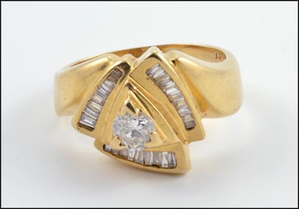 Multi Diamond .40 ct. Center Stone Ring in 14K Yellow Gold LARGE