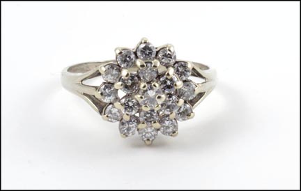 Diamond Cluster Ring in 14K White Gold LARGE