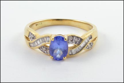 Tanzanite and Multi Diamond Ring in 14K Yellow Gold LARGE