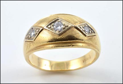 Three Diamond Men's Ring in 14K Yellow Gold MAIN